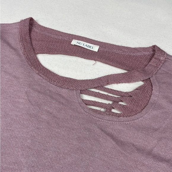 NU Label NWOT super soft Tshirt distressed  braided back detail SzL - Picture 4 of 12